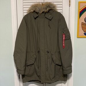 Alpha Industries Olive Military Parka with Fur Hood